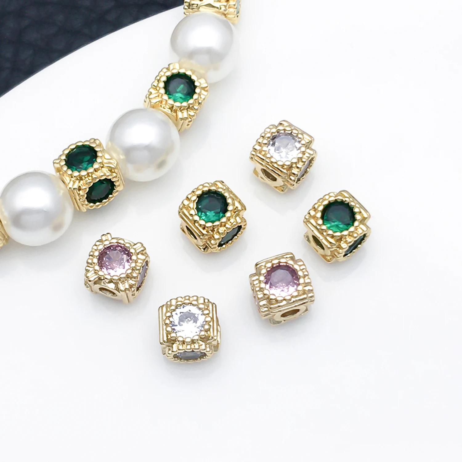2pcs 6mm 18K Real Gold Plated Brass Cube Spacer Beads Bracelets Beads High Quality Jewelry Accessories Making Accessories - view 5