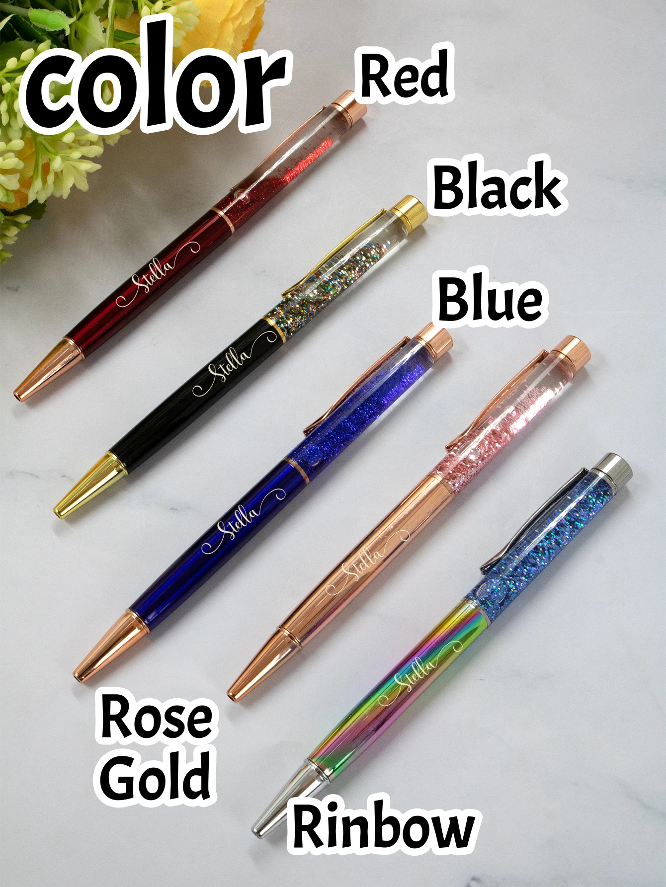 Custom Text Quicksand Ballpoint Pen,Personalized Teacher Pens,Customized Color Flash Gel Pens,Customizable Text Writech Pens,