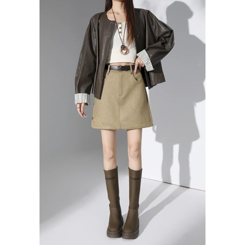 Retro women's sexy half length short skirt versatile autumn and winter stylish A-line short skirt