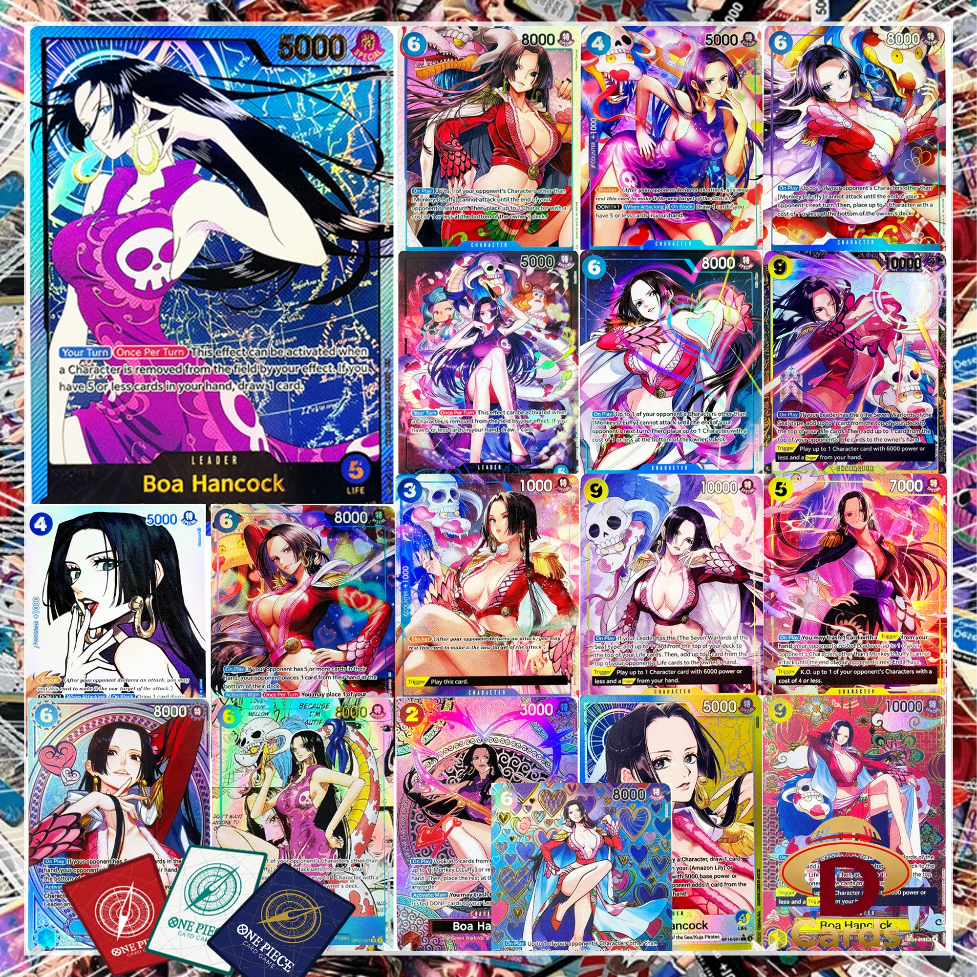 18-PCS English One Piece Card Boa Hancock Series Set Replica Proxy Card Hobby Collectible Anime Game Cards with Holographic