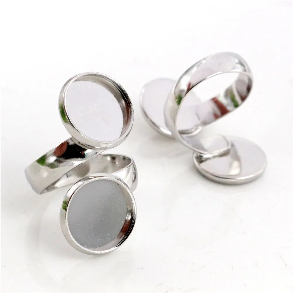 12mm 5pcs/Lot Classic 6 Colors Plated Brass Adjustable Ring Settings Blank/Base,Fit 12mm Cabochons,Buttons;Ring Bezels
