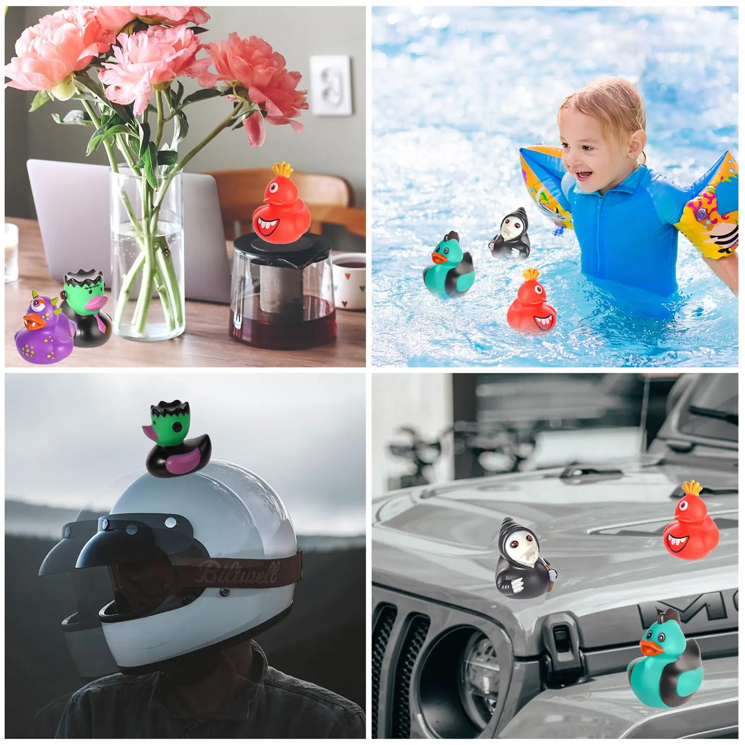 24PCS Halloween Rubber Duck,2.5 Inch Assorted Rubber Duck with Variou Halloween Characters Novelty Rubber Duck Toys for  Bathtub