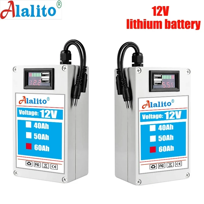 The latest DC 12V 60Ah lithium-ion AC rechargeable battery is a large capacity and multi-purpose rechargeable battery