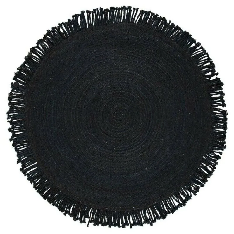 

Rug Round Black Carpet 100%Farmhouse Jute Natural Carpet Braided Rustic Look Mat