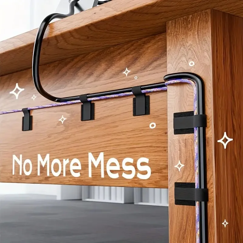 Multifunctional Self-Adhesive Cable Ties 100 Points Strong Desktop Office Cable Management Straps Black Gray White