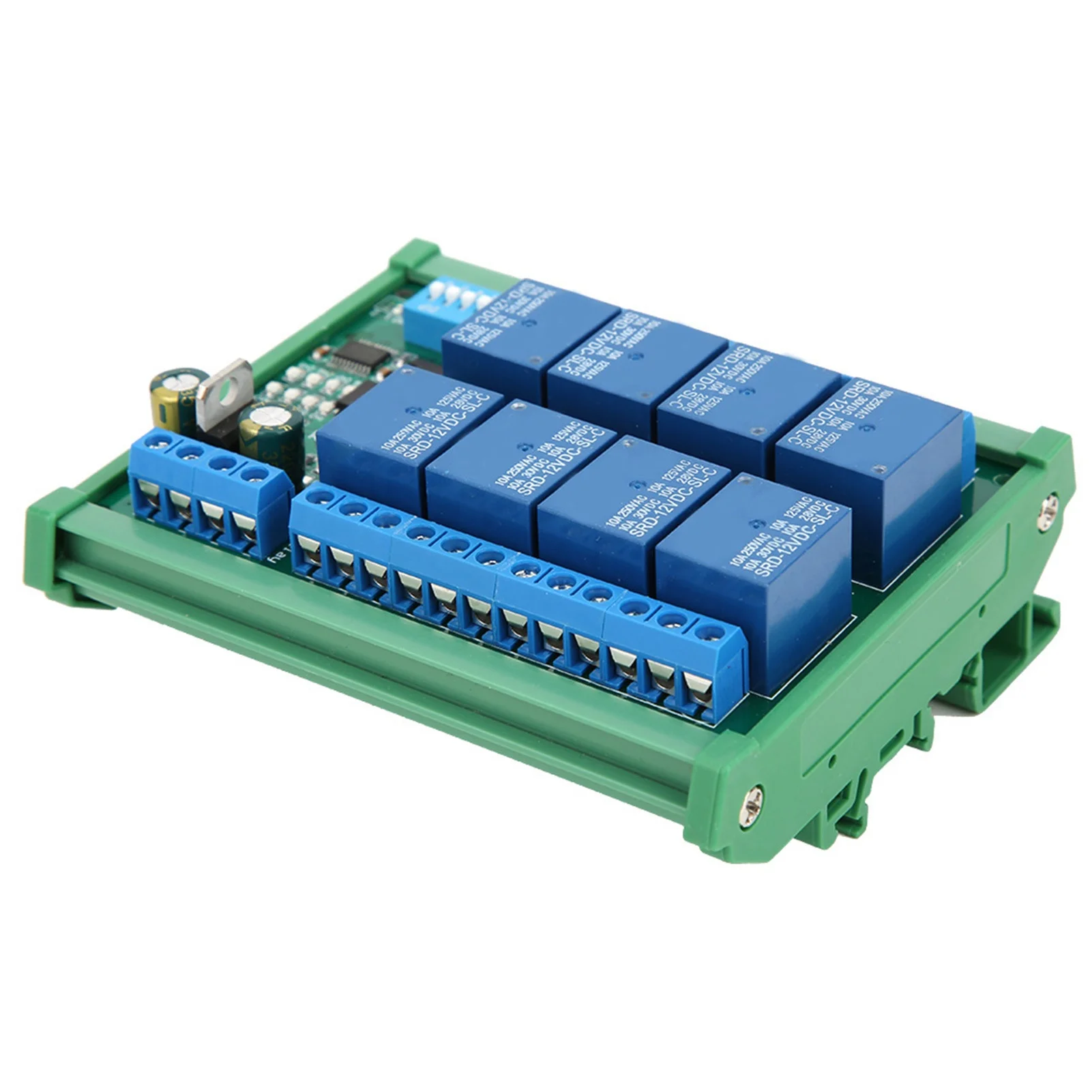 12V 8Channel RS485 Relay PLC Expansion Board for RTU Protocol Remote Control(R4D8A08 R Avec Botier Pour Rail DIN ) R4D8A08‑R wit
