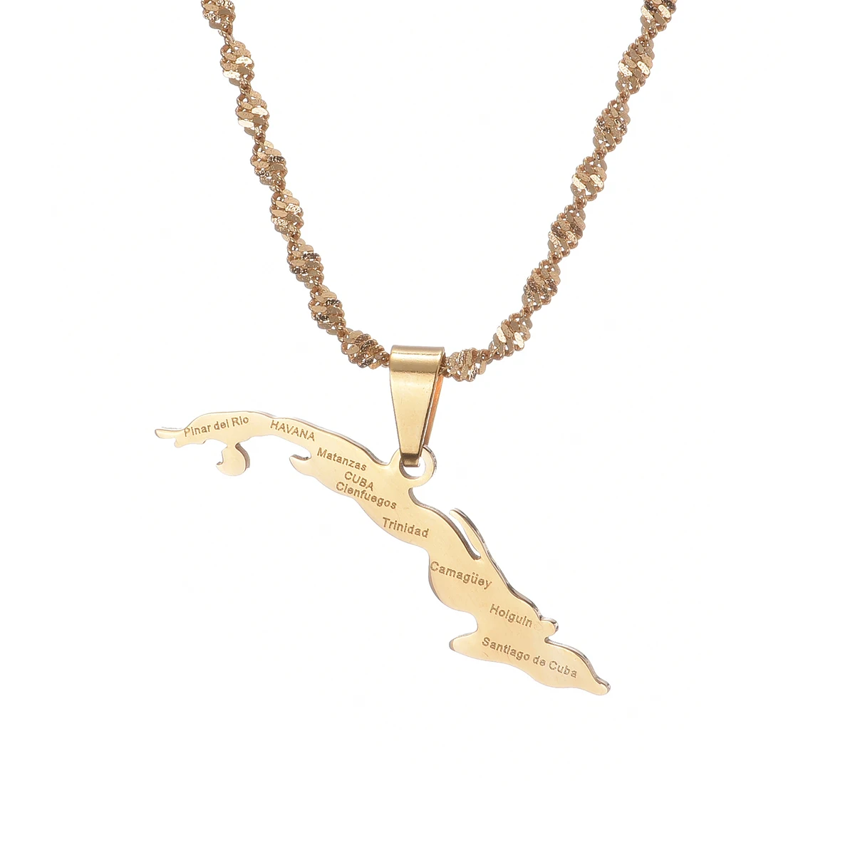 Cuba Map With Cities Necklaces Women,Map of Cuba Charm Pendant Cuban Jewelry