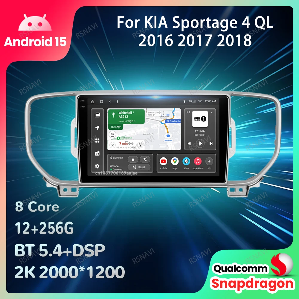 

Автомобильный радиоприемник Android 15 для KIA Sportage 4 QL 2016 2017 2018, навигационный головной блок, беспроводной Carplay Auto DSP, авторадио 5G WIFI BT