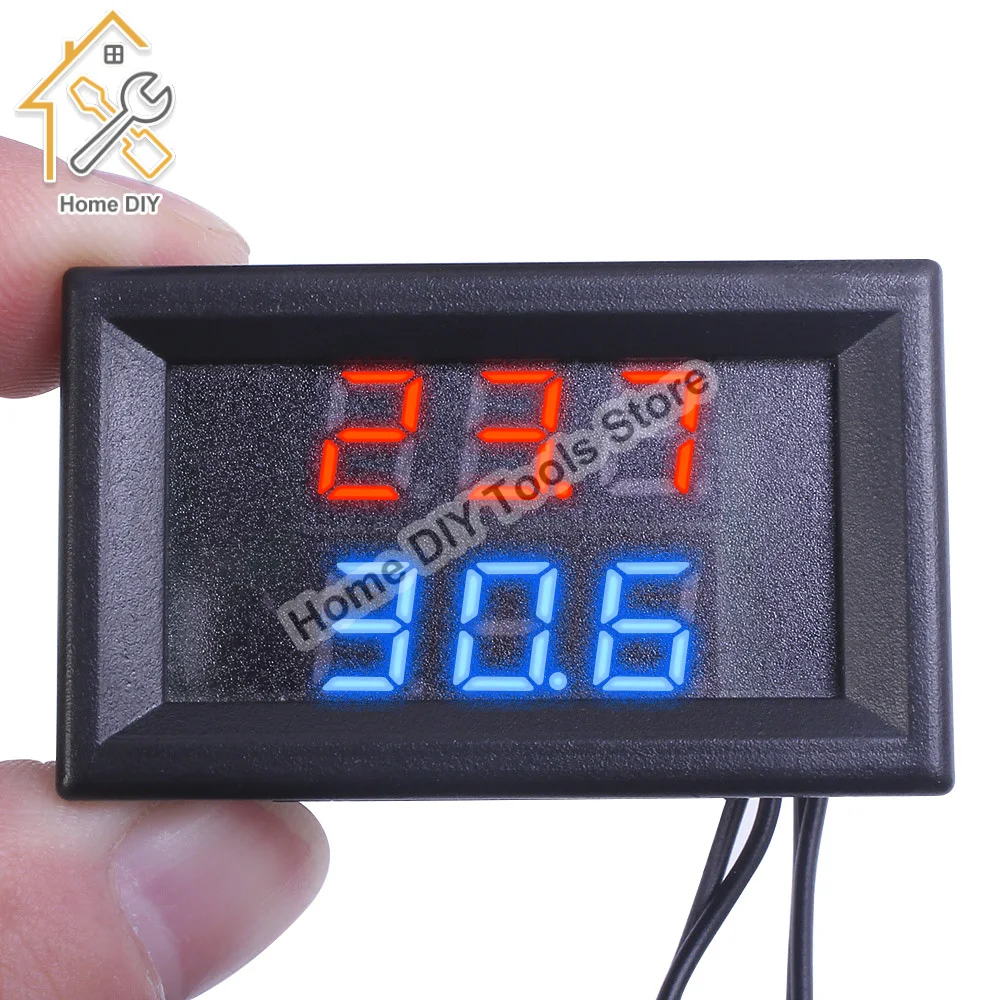 DC 4-28V LED Double Display Digital Thermometer On Board Thermometer NTC Metal Waterproof Probe Temperature Sensor High Accuracy