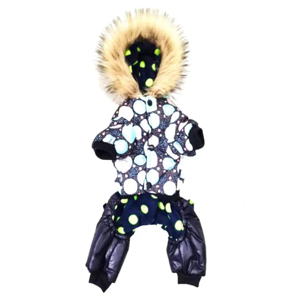 Pet Jumpsuit Washable Puppy Winter Warm Thickened Jumpsuit Pet Supplies Cartoon Pattern Polyester Pet Hoodie for Autumn