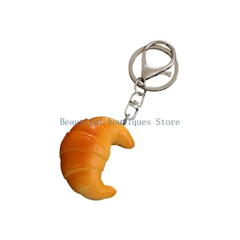 U4LF Miniature Bread Shaped Keychain Lightweight Sturdy PVC Accessory Bread Key Holder Great For Decors And Gifts