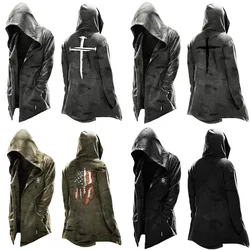 Gothic Black Clothes Adult Loose Casual Hooded Jacket Men Witchcraft  Cloak Robe Reaper's Cloak Halloween Party Cosplay Costumes