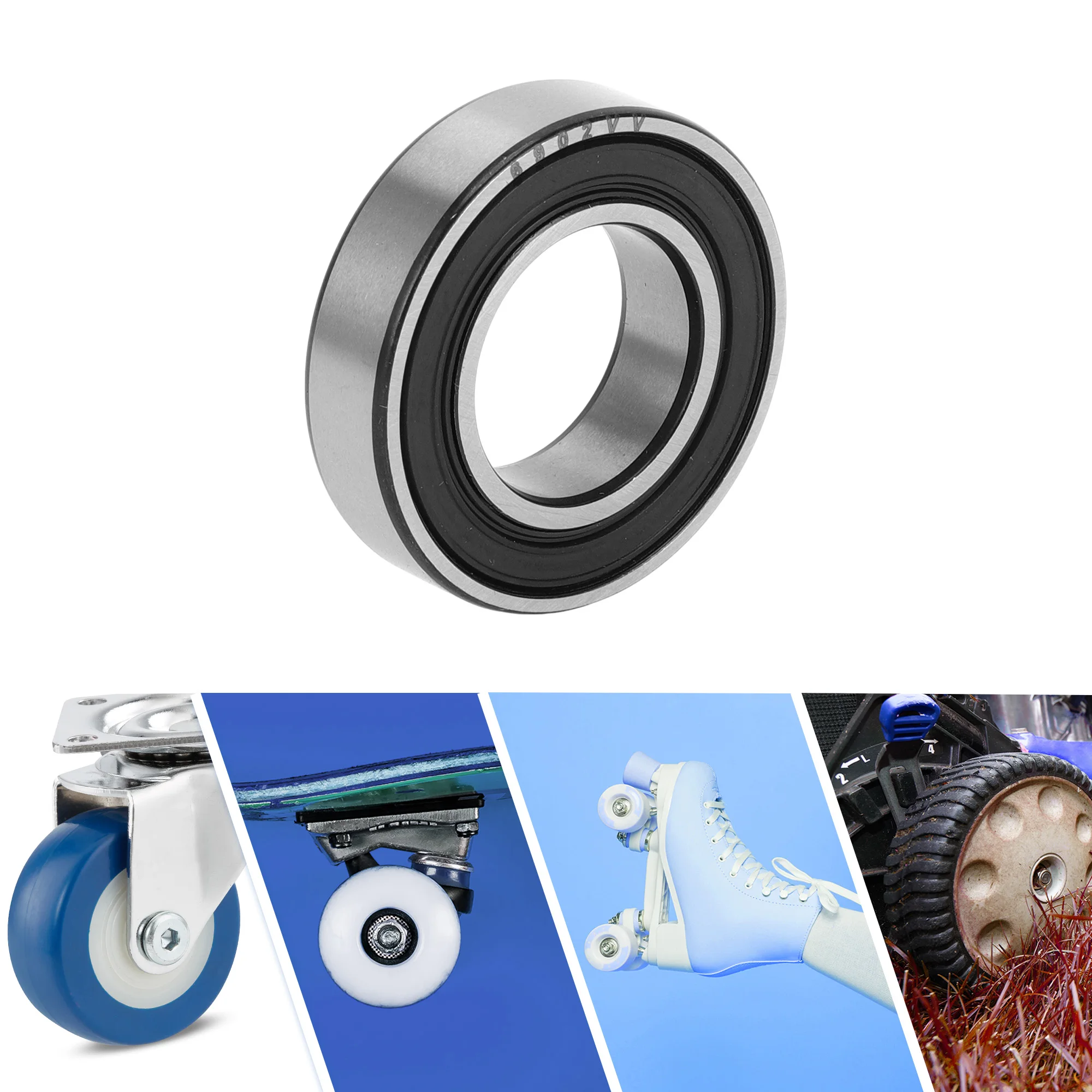 Motoforti 6902VV Deep Groove Ball Bearings P6 15x28x7mm Lubricated Bearings Double Rubber Seal Scooter Skateboard Wheel