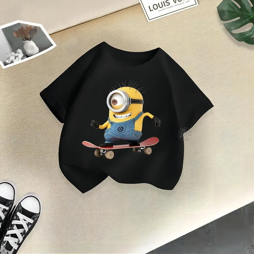 Despicable Me Kids Summer Minions Print Baby Baby Round neck Short sleeve cotton T-shirt Boys Girls Top Cotton T-shirt top