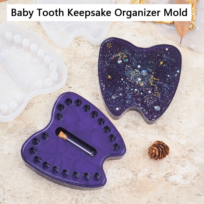 Baby Teeth Organizer Epoxy Resin Mold Children Teeth Storage Holder Silicone Mold Tooth Lanugo Holder Bottle Craft