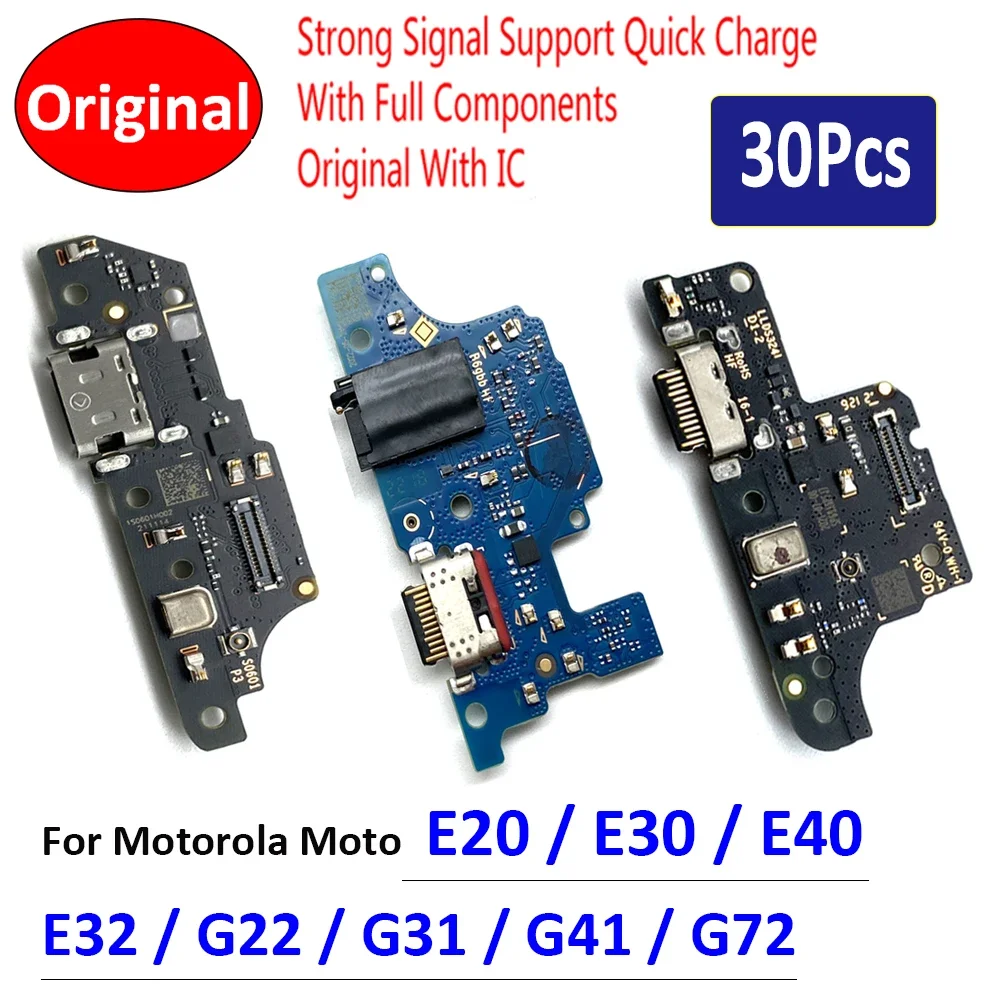 

30Pcs，100% Original USB Charging Port Plug Socket Connector Charge Board Flex For Motorola Moto E20 E30 E40 E32 G31 G41 G22 G72