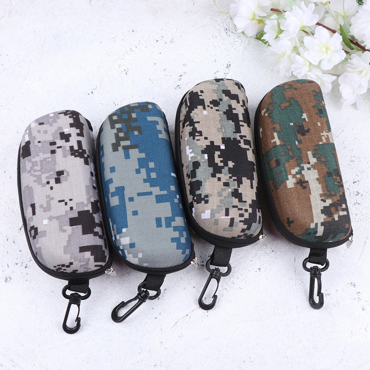 

4pcs Glasses Case Protective Durable Crashproof Unique Design Zipper Eyeglass Case Anti Scratch Lining Belt Clip Compatible