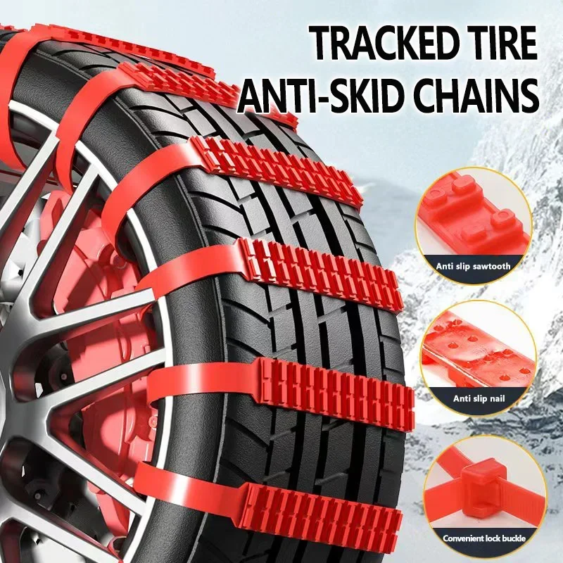 AIVC Anti-Skid Chains Automotive Anti-Skid Chains Motorcycle/Bicycle Tire Anti-Skid Chains Reusable Track Type Anti-Skid Chains