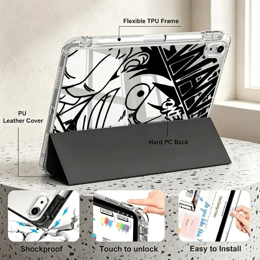 One Piece Fashion Luffy Tablet Case For Samsung Galaxy Tab S7 FE A8 A11 S8 A9 Plus S10 Lite S9 Plus With Pen Slot Cover