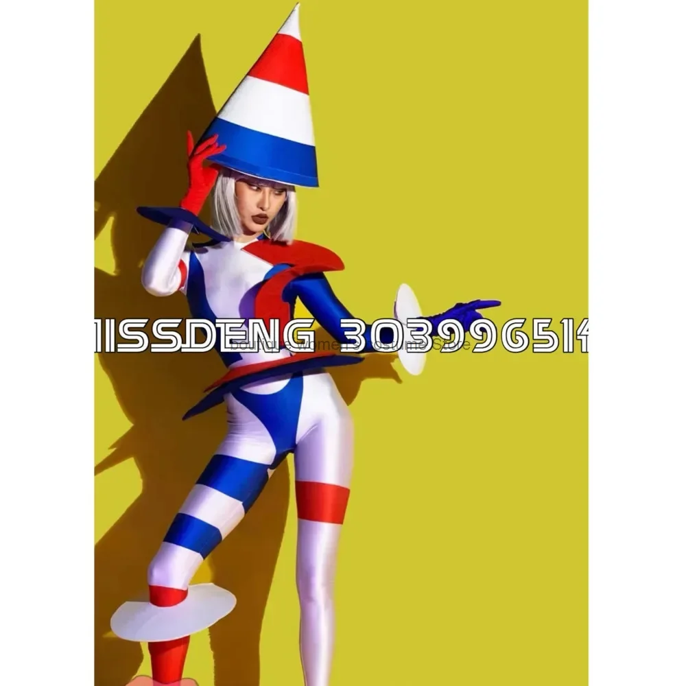 موكب السيرك حزب اللبنات مهرج الدمى الملونة الحلوى السراويل الطويلة أداء زي ملاهي تأثيري