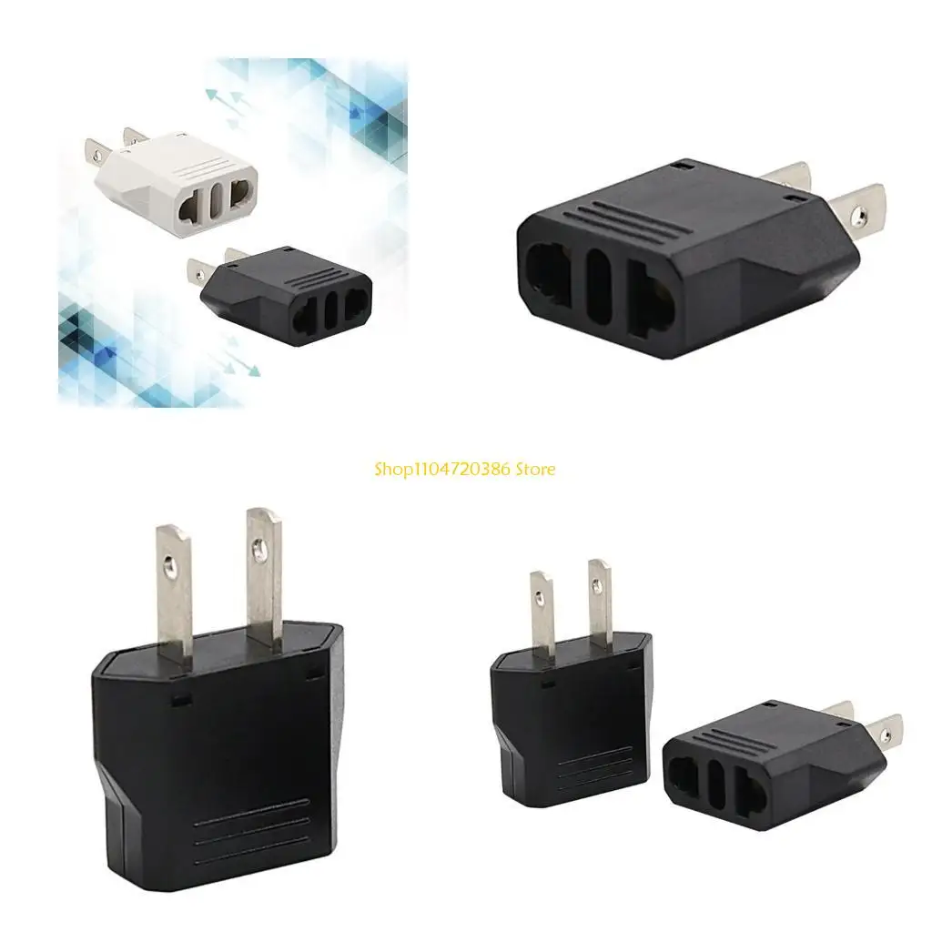 K0EA Portable Travel Plug Adaptor US to EU Plug Adapter Standard America Flat 2pin to European Round 2pin Socket Converter