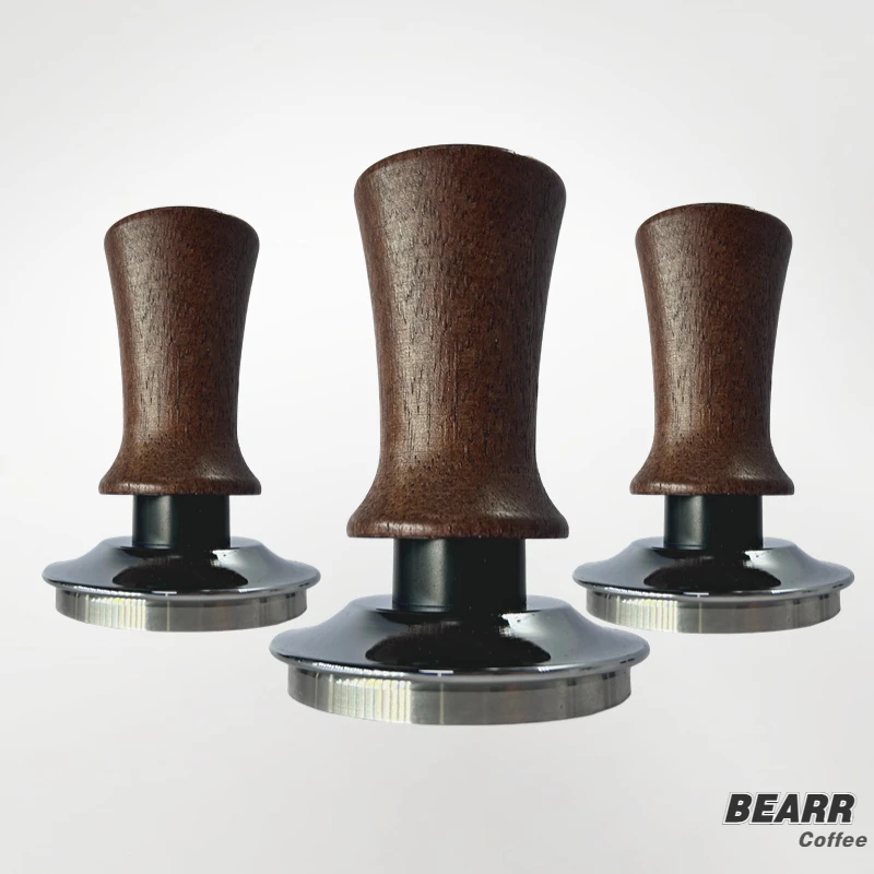 BEARR Adjustable Depth Coffee Tamper - 30lb Wooden Handle with Horizontal Calibration for Espresso Machines (Barista Tool)