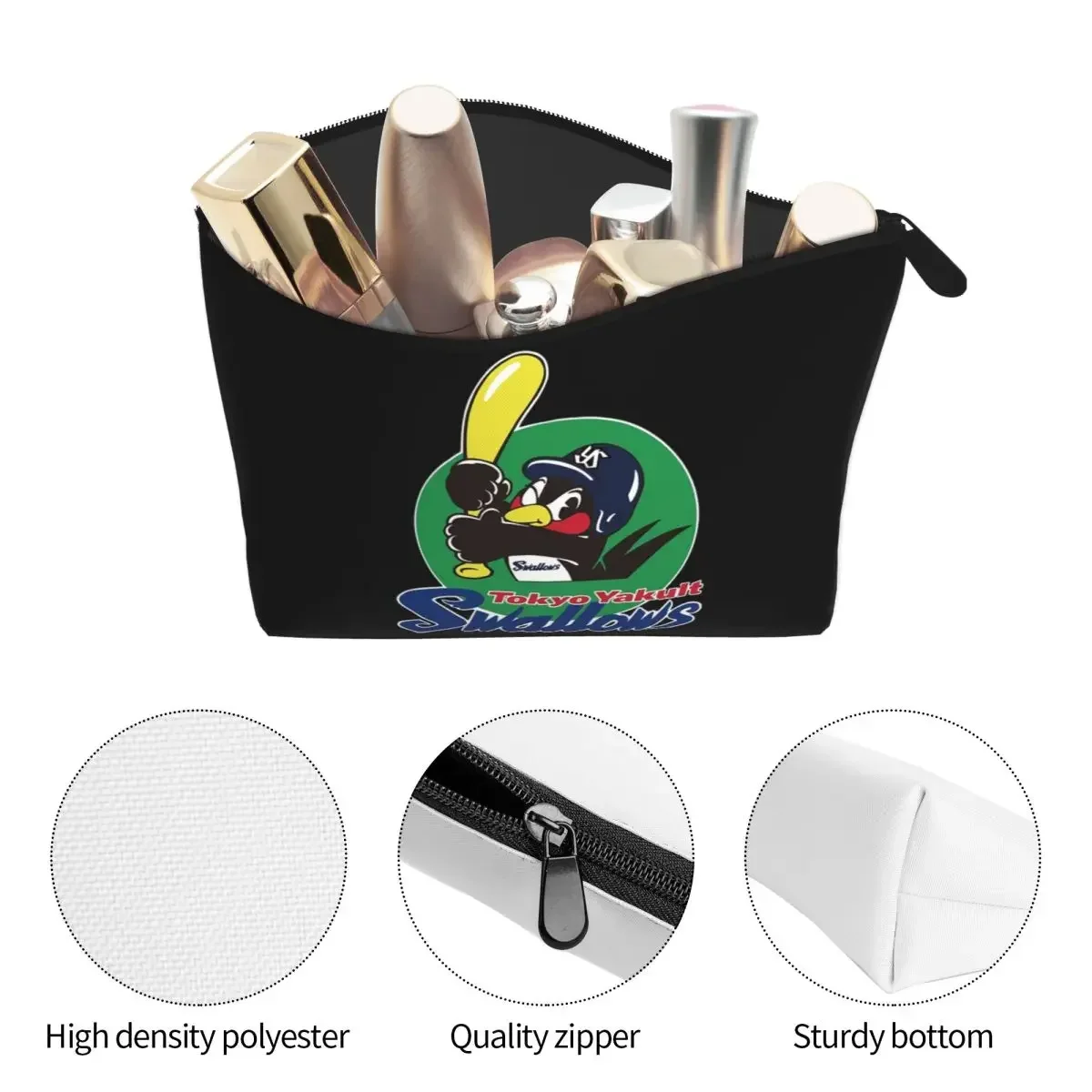 Tokyo Yakult Swallows Women Cosmetic Bag Travel Makeup Organizer Pouch Toiletry Storage Dopp Kit Box