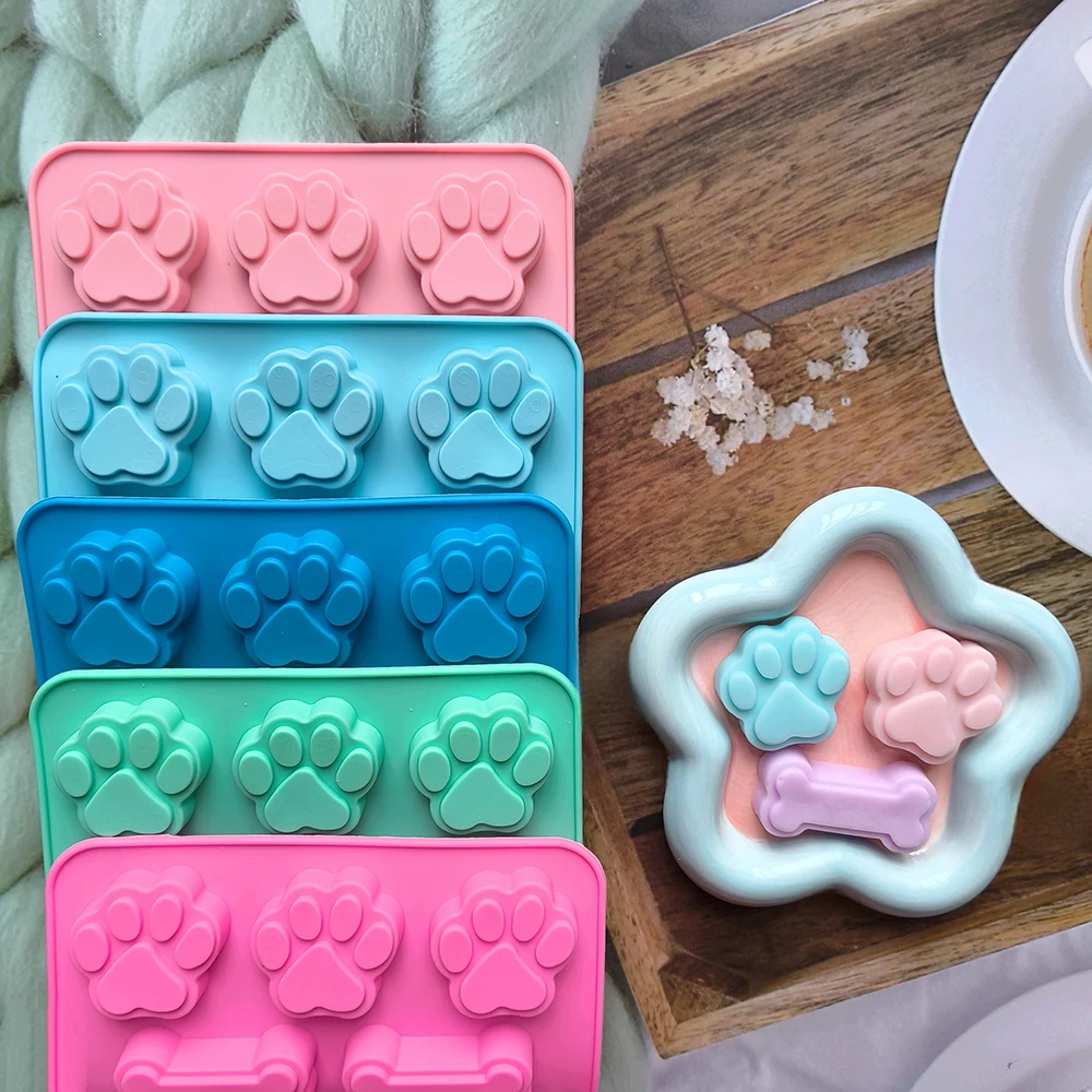 Molde de silicona para pastel con forma de hueso de garra de gato de 6 agujeros, utilizado para hornear pastel de mousse, pastel de crema de chocolate 3D, brownie, postre francés.