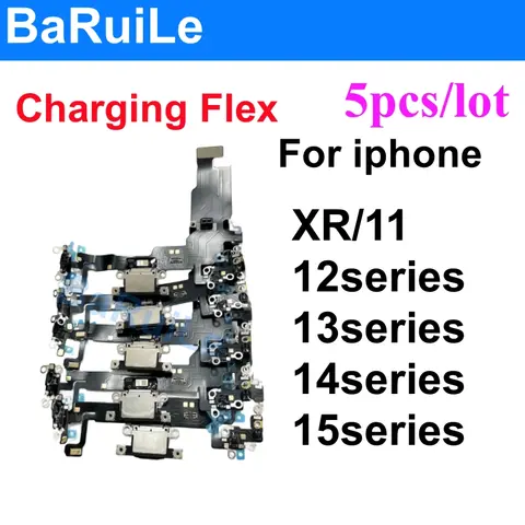 BaRuiLe 5 pièces USB chargeur Dock Port de chargement câble flexible pour iPhone 14 15 Plus 13 Mini 12 Pro Max 11 XR connecteur pièces de réparation