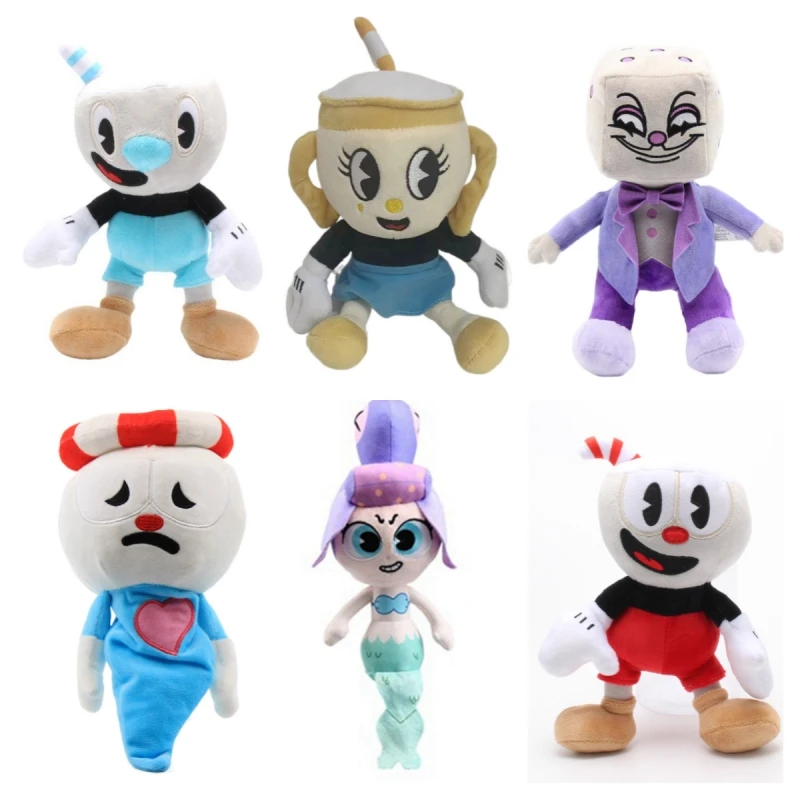 6 Style Cuphead Plush Toy Mugman Ms.Chalice Boss King Dice Puphead Soft Plush Stuffed Toys Cute Cartoon Doll for Kid Xmas Gifts