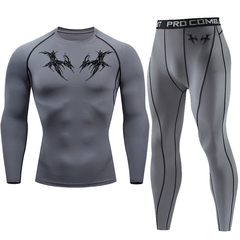 Men's tight fitting fast drying pants, long sleeved tight fitting clothing, running and fitness training set, men's T-shirt