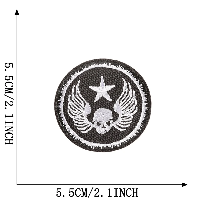 Schwarz-weißer Totenkopf zum Aufbügeln, Rock für Kleidung, bestickt, Mochila-Hut, zum Aufnähen, Patches, Punk-Stoff, Diy, Nas Vendki, Jacken-Aufkleber – Detail 12