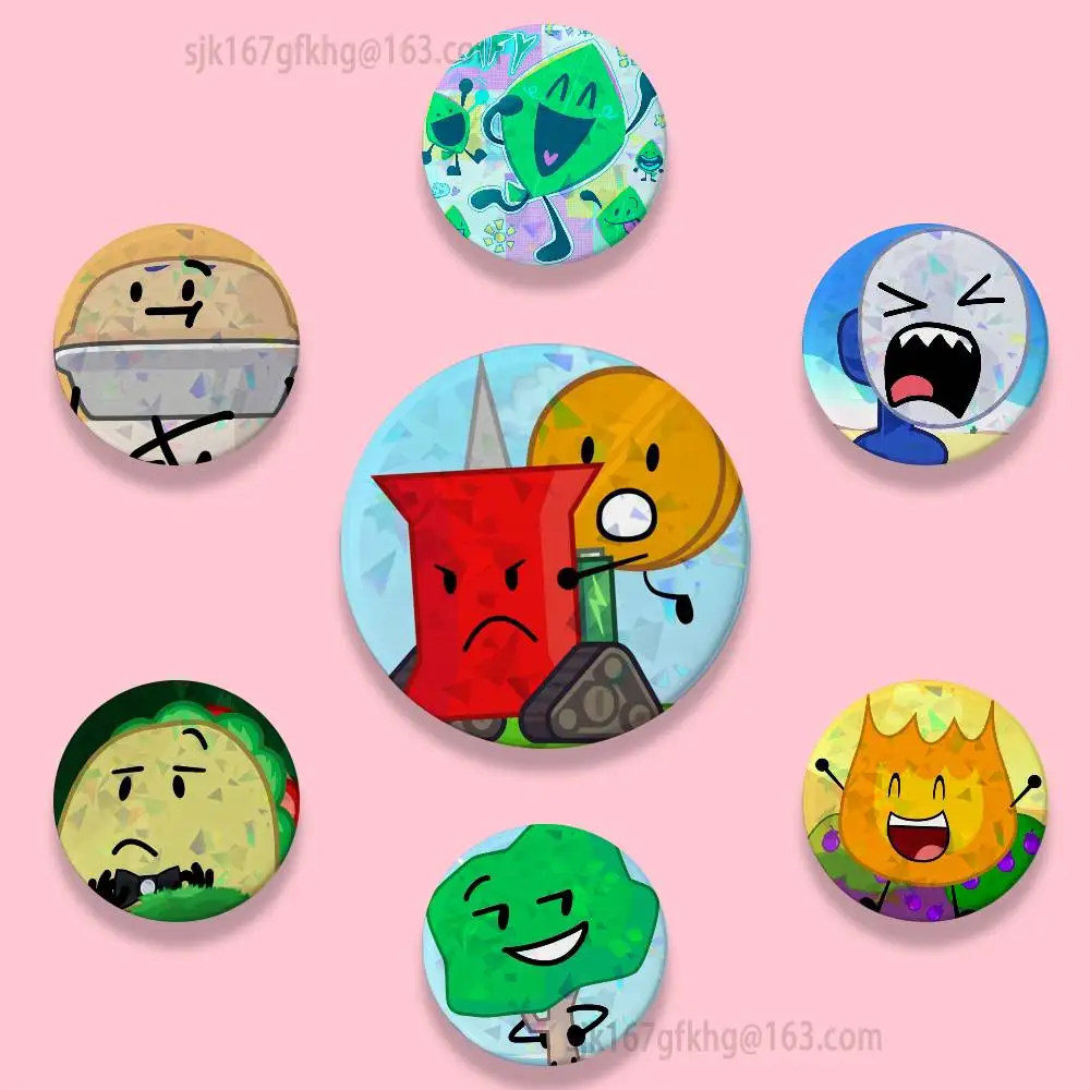 Battle for Dream Island 32 58mm Anime Handmade Round Brooch Exquisit Enamel Lapel Pins for Gift Clothes Hat Backpack Accessorie