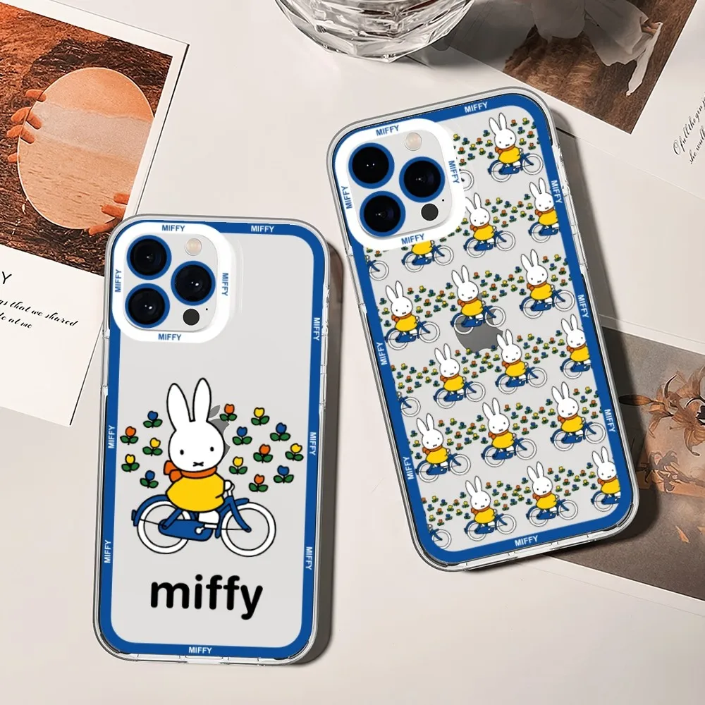 Cartoon M-Miffys Rabbit Phone Case For Xiaomi Redmi Note 7 8 9 10 11 Pro Max Transparent Border Shell