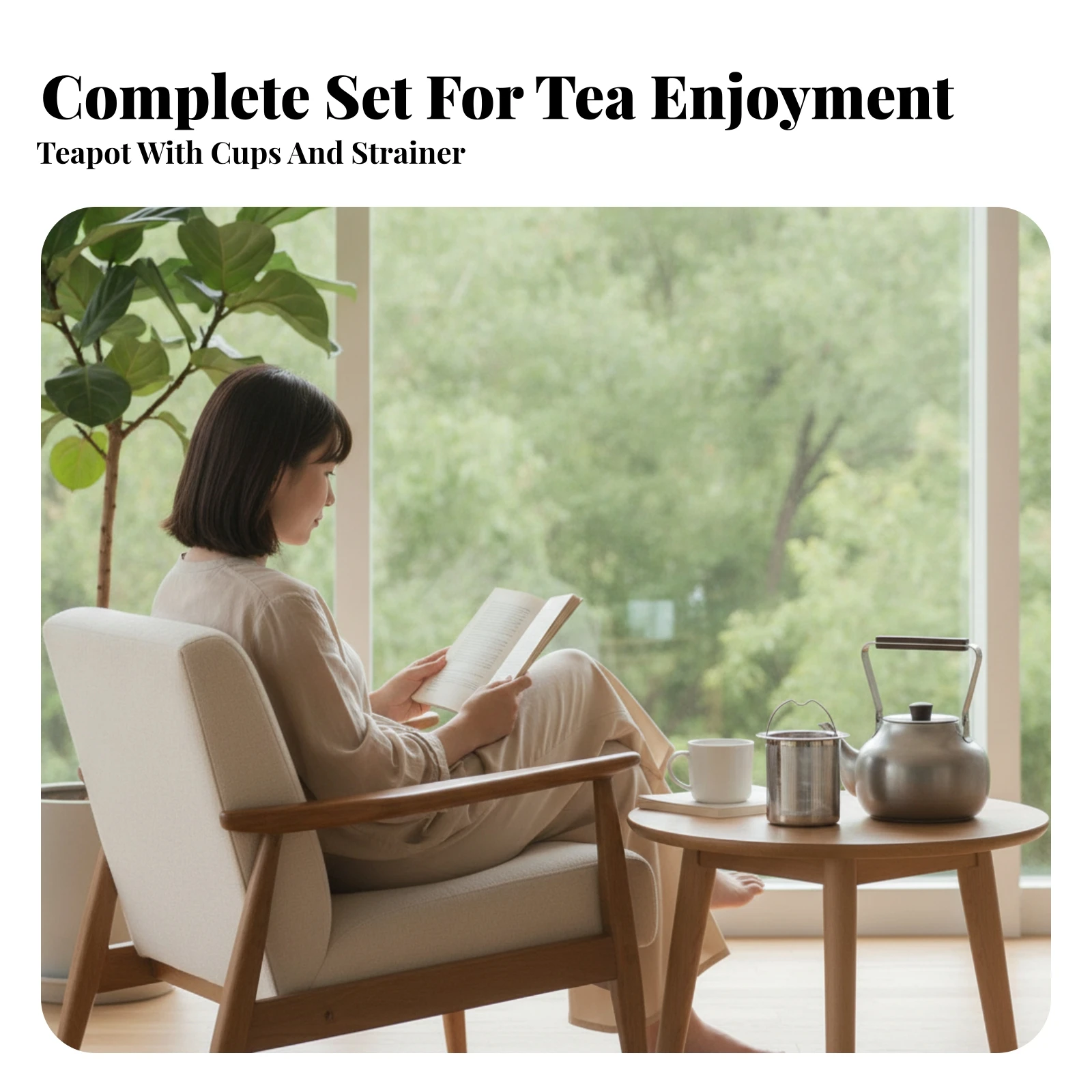 Folding Handle Teapot Drinkware Stainless Steel Tea Kettle Wooden Knob Retro Style Curved Spout Stainless Steel Teapot