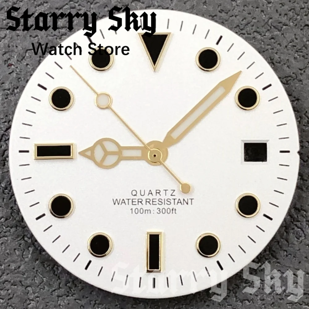 Starry Sky 29mm Sunburst Glossy Matte Watch Dial With Green Luminous Watch Hands Fit RONDA 515 Quartz Movement Watch Accessories