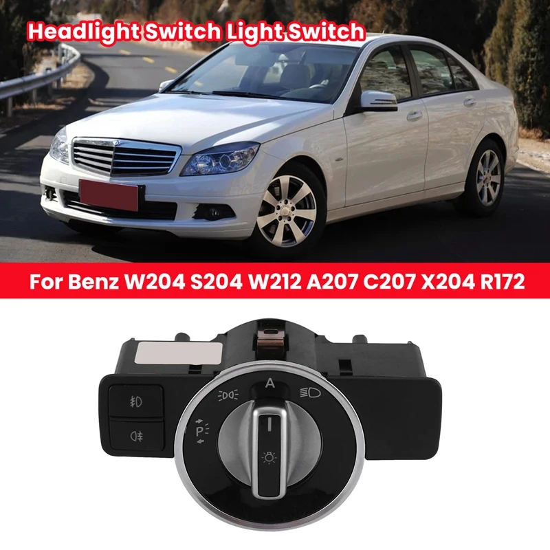 1 Piece Car Knob Button Headlight Switch A2129057100 Black For Benz W204 S204 W212 A207 C207 X204 R172 C SLK GLK