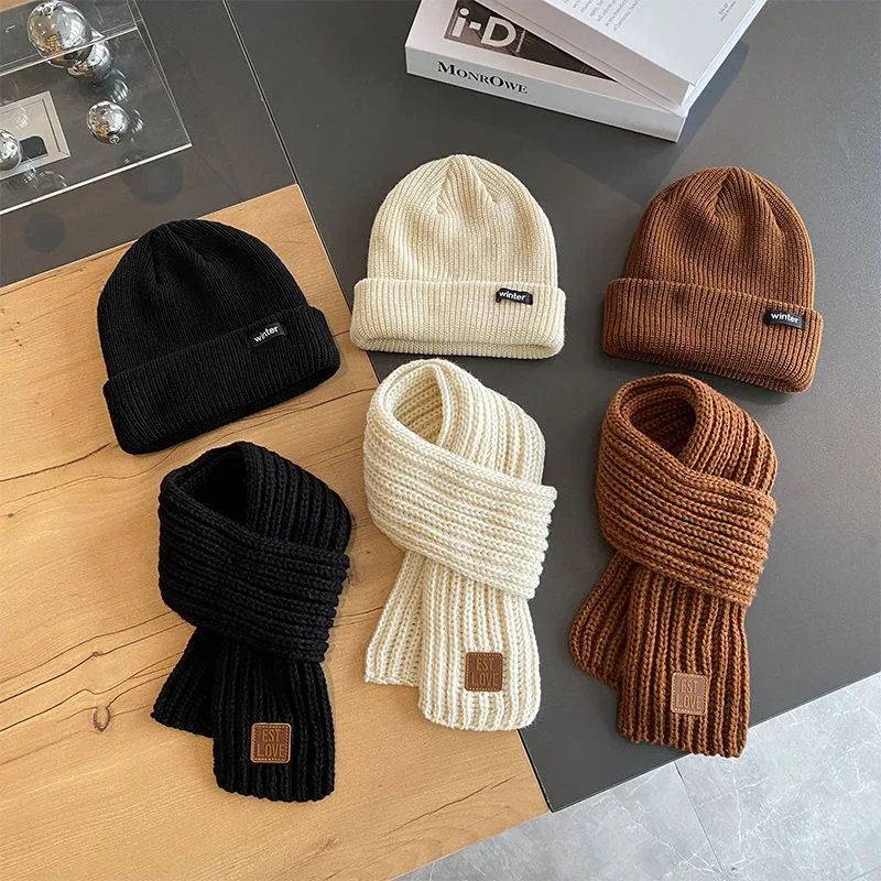 

Autumn and winter pullover hats, scarves, sets, stylish children's knitted hats, headscarves, ear protectors, handsome boys