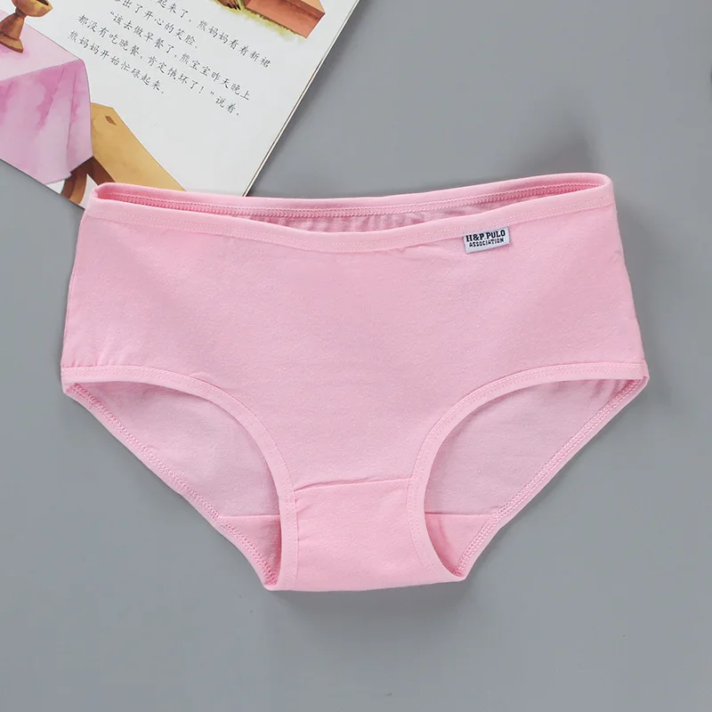 4pcs Children's Cotton Panties Kids Underwear Girls' Briefs Lingeries Cute Solid Color Shorts Comfort Underpant For Teenage Girl