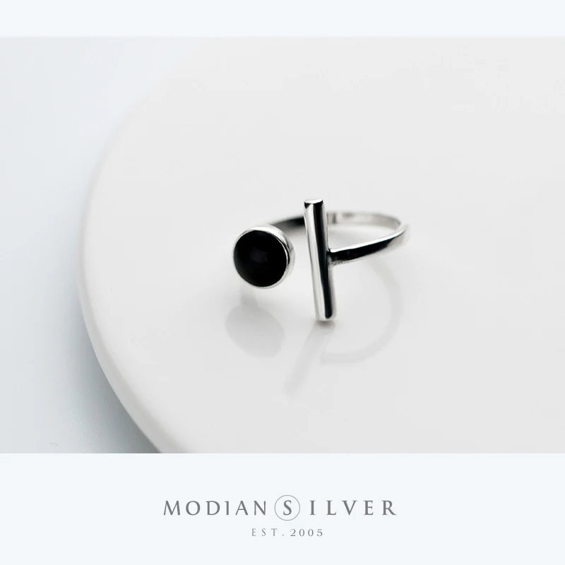 Modian New Fashion 925 Sterling Silver Simple Geometric Ring for Women Free Size Ring Hiphop Style Fine Jewelry Accessories