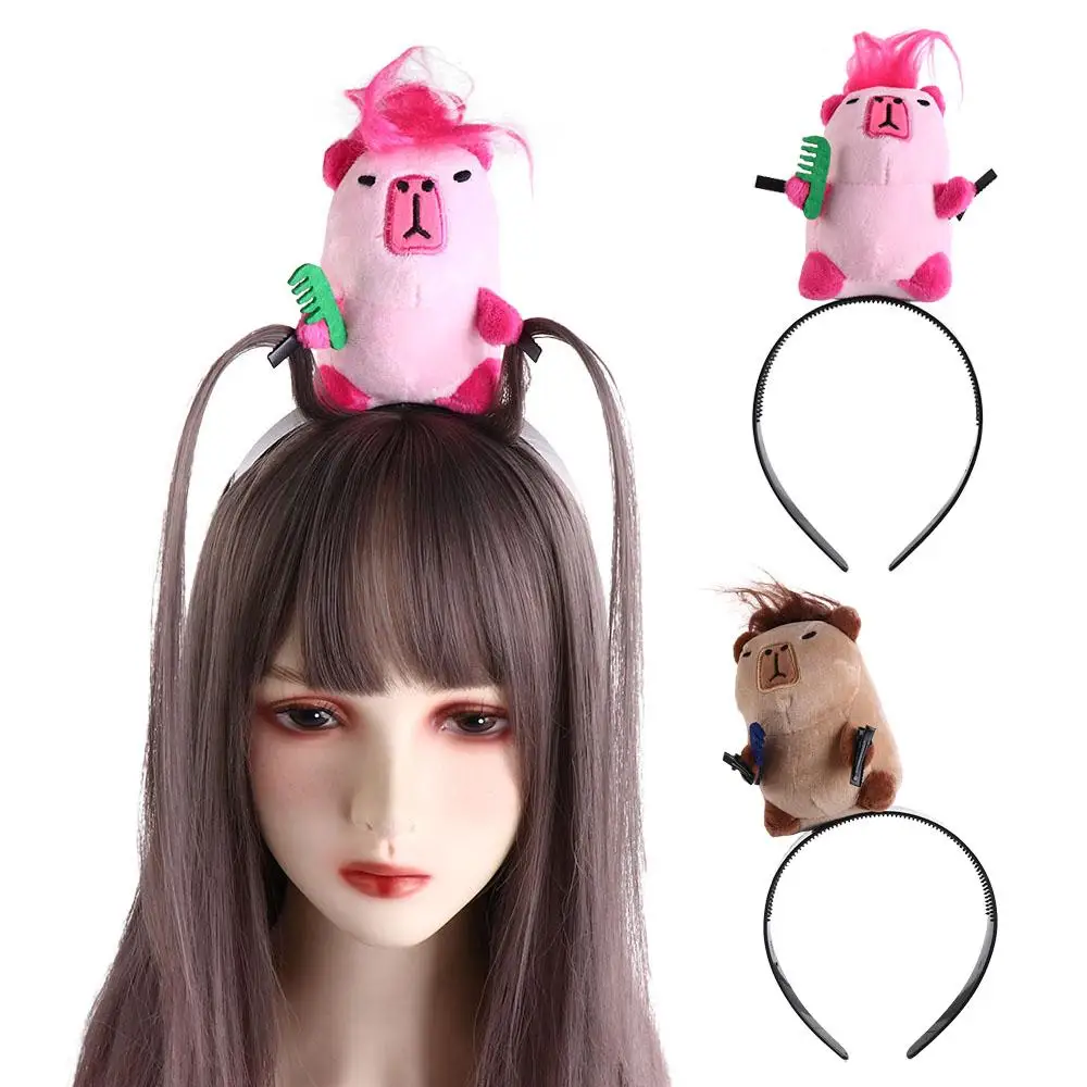 Fashion Plush Capybara Headband Ugly Doll Korean Style Funny Hair Hoop Headpiece Hairbands Cartoon Hair Hoop Daily