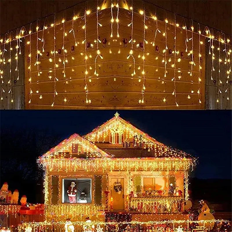 220v Bulb Decor 4M LED Curtain Icicle String Light Decoration LED Christmas Curtain Party Garden Stage Outdoor