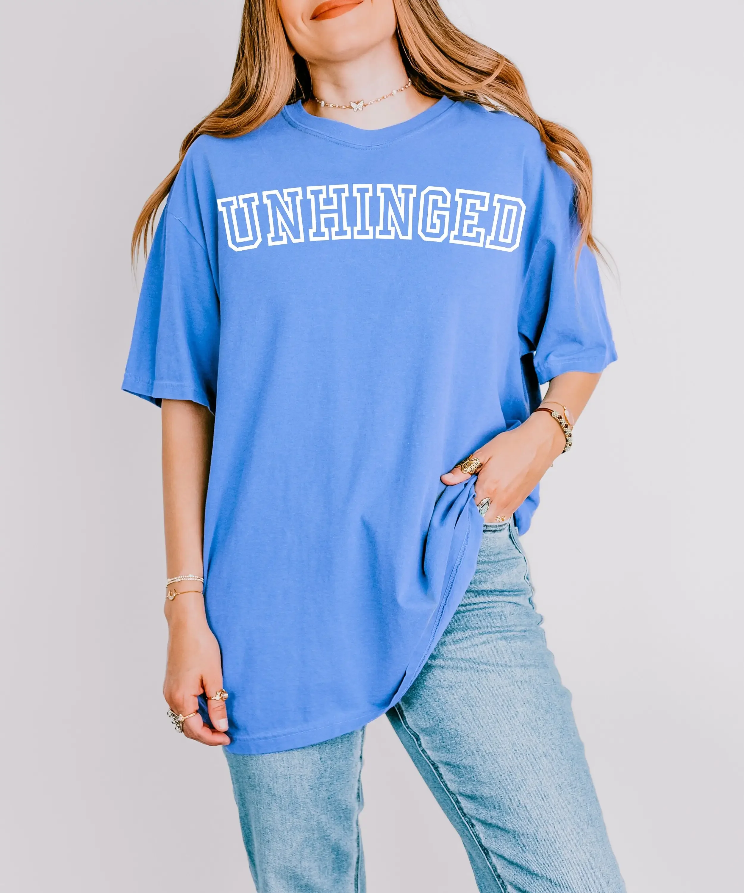 Unhinged Varsity Font Heavy Weight Comfort Colors T Shirt