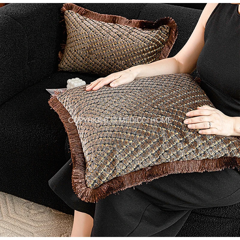 Medicci Home Vintage Italian Style Luxury Pillow Case Brown Gold Geometric Scatter Cushion Cover For Living Room Sofa Chair Bed view 3