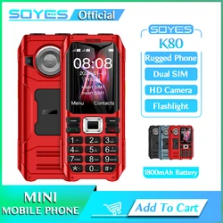 SOYES K80 GSM 2G Mobile Phone Anti-quake Fall-proof 1800mAh Dual SIM Cards MP3 FM Flashlight Loud Speaker Elder Cell Phone