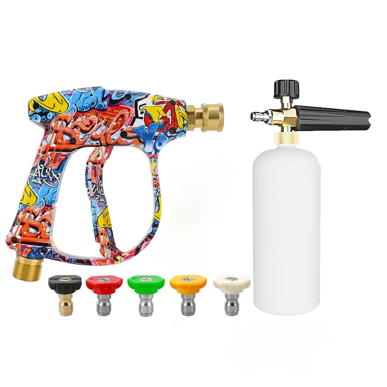 

Прямая поставка пистолета для мойки высокого давления с граффити 2175PSI — регулируемая пенная пушка для профессиональной очистки автомобилей и поверхностей