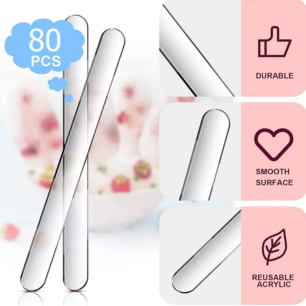 

80Pcs Versatile Acrylic Ice Cream Sticks Safe for Kids Reusable DIY Baking Tools and Crafting Supplies