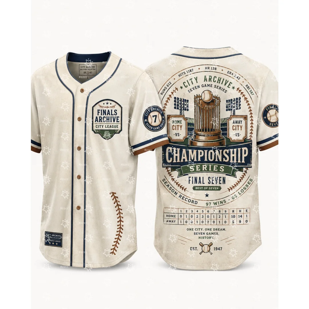 Vintage 2026 Championship Series Baseball Jersey Men Retro Fall Classic Graphic Print Button‑Down Shirt Unisex Sports Tops