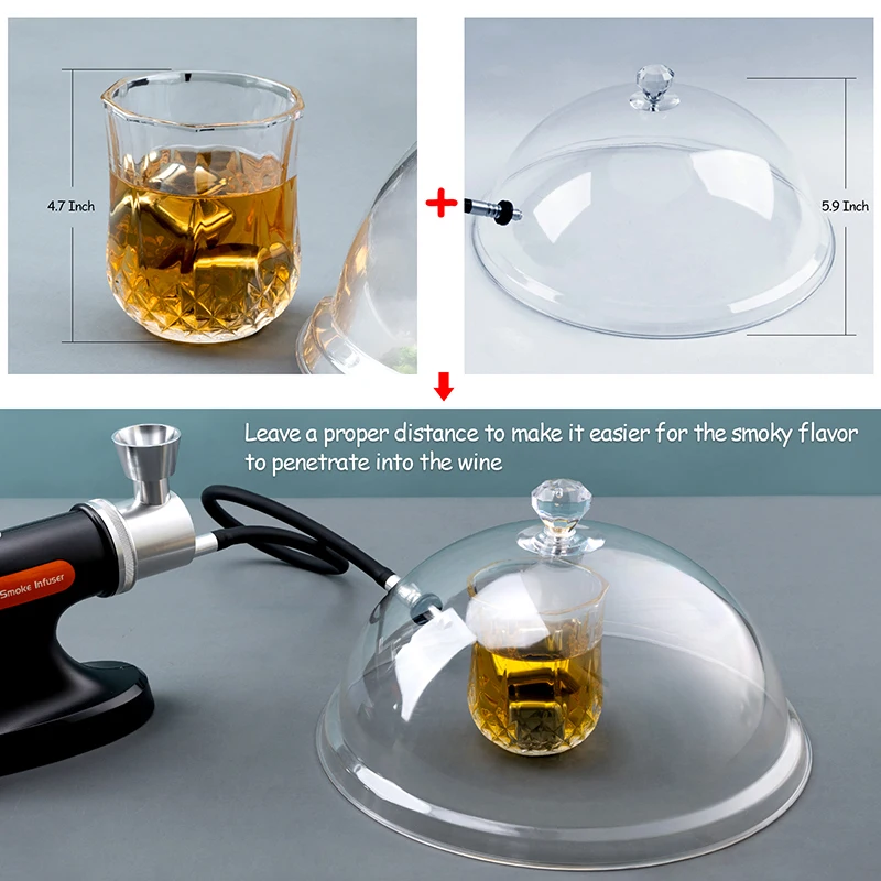 YUMYTH 흡연 총 돔 커버 8/ 10/ 12 인치 플라스틱 연기 Infuser Cloche 뚜껑 돔 커버 흡연자 총 접시 그릇 T270