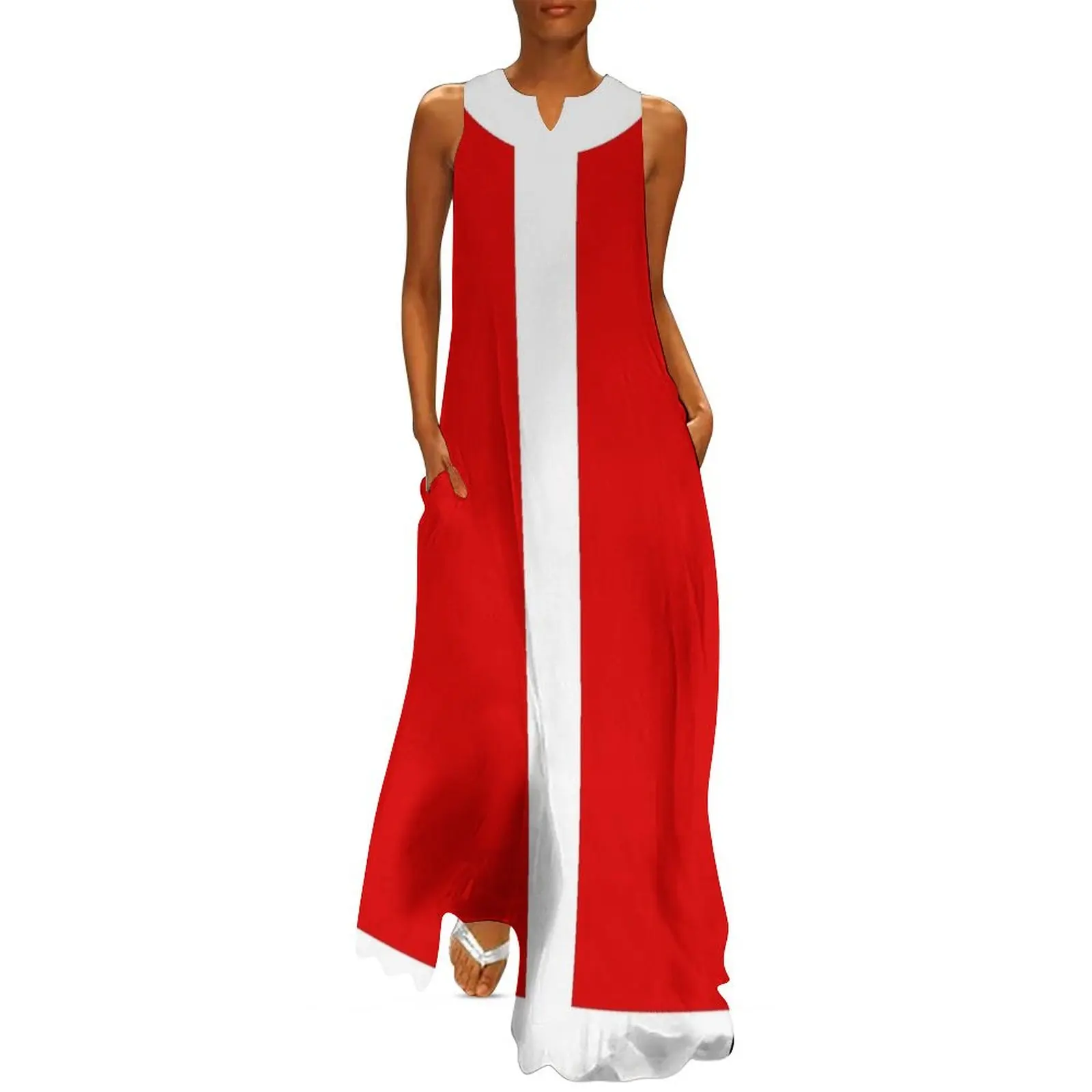 

White stripe on red Long Dress Dress for girls women party dresses Dress